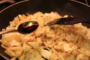 Drizzle the Teriyaki Sauce onto the cabbage mixture.